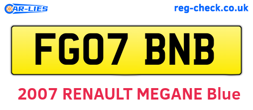 FG07BNB are the vehicle registration plates.