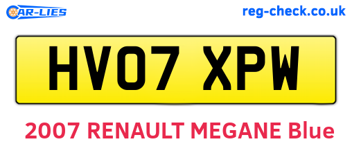 HV07XPW are the vehicle registration plates.