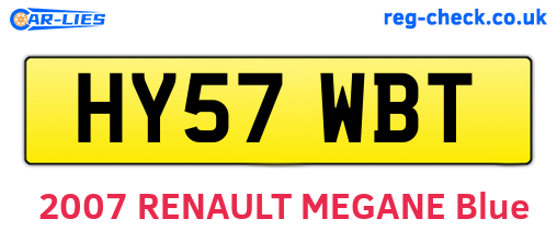 HY57WBT are the vehicle registration plates.