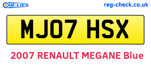 MJ07HSX are the vehicle registration plates.