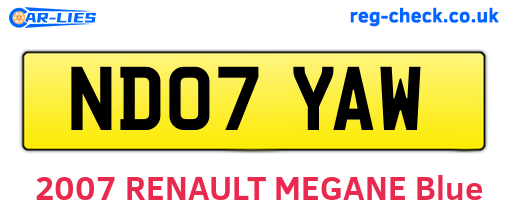 ND07YAW are the vehicle registration plates.