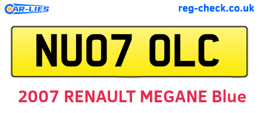 NU07OLC are the vehicle registration plates.