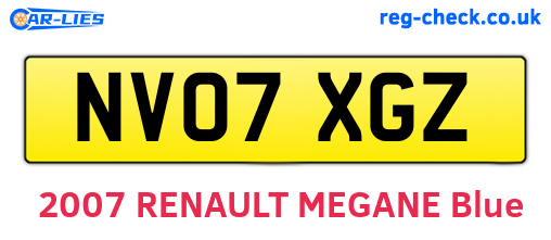 NV07XGZ are the vehicle registration plates.