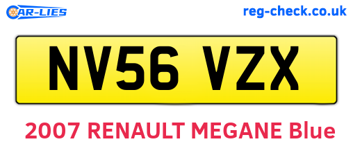 NV56VZX are the vehicle registration plates.