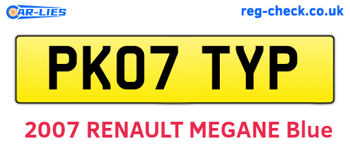 PK07TYP are the vehicle registration plates.