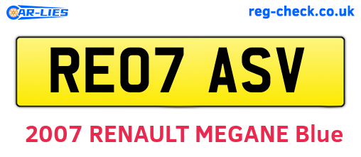 RE07ASV are the vehicle registration plates.