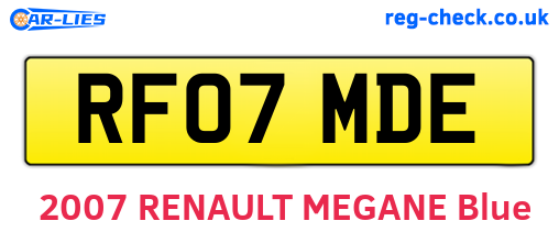 RF07MDE are the vehicle registration plates.