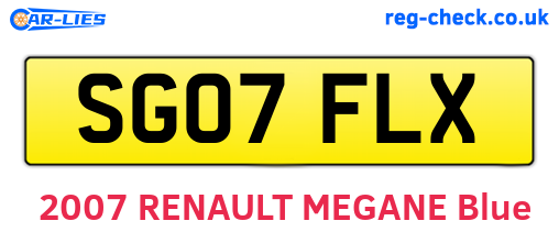 SG07FLX are the vehicle registration plates.