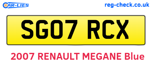 SG07RCX are the vehicle registration plates.