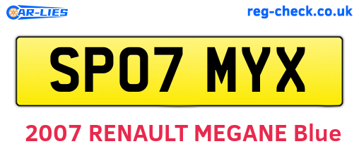 SP07MYX are the vehicle registration plates.