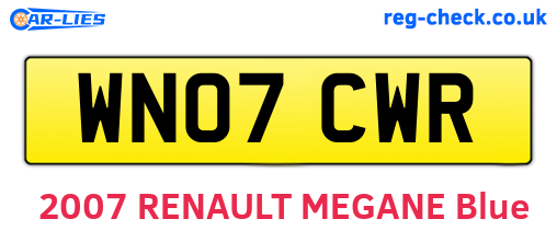 WN07CWR are the vehicle registration plates.
