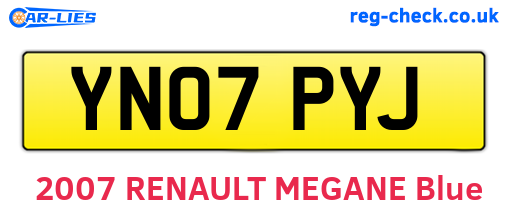 YN07PYJ are the vehicle registration plates.
