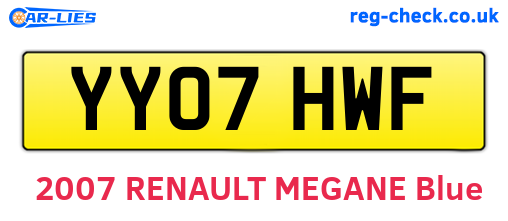 YY07HWF are the vehicle registration plates.