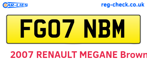 FG07NBM are the vehicle registration plates.