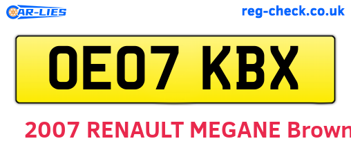 OE07KBX are the vehicle registration plates.