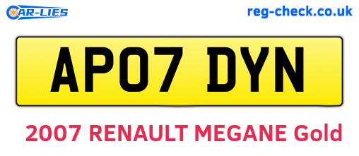 AP07DYN are the vehicle registration plates.