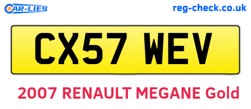 CX57WEV are the vehicle registration plates.