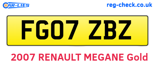 FG07ZBZ are the vehicle registration plates.