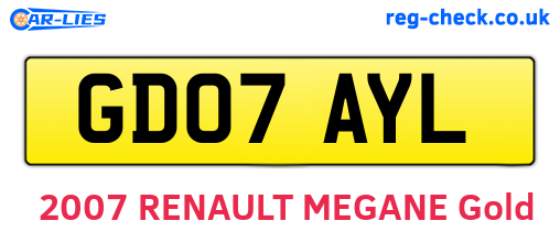 GD07AYL are the vehicle registration plates.