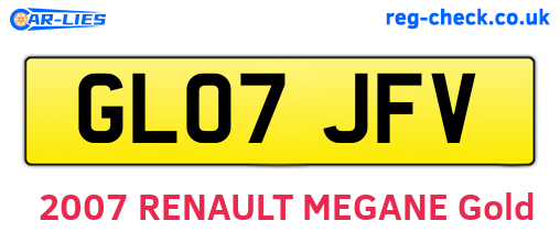 GL07JFV are the vehicle registration plates.