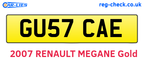 GU57CAE are the vehicle registration plates.