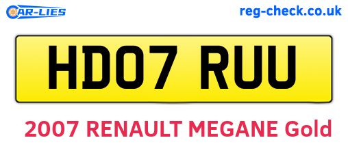 HD07RUU are the vehicle registration plates.