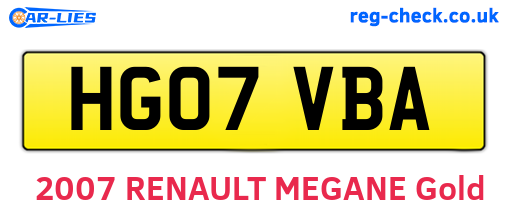 HG07VBA are the vehicle registration plates.