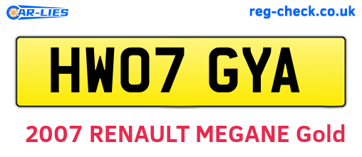 HW07GYA are the vehicle registration plates.
