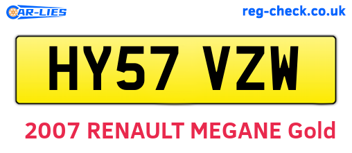 HY57VZW are the vehicle registration plates.