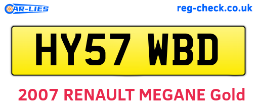 HY57WBD are the vehicle registration plates.