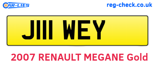 J111WEY are the vehicle registration plates.