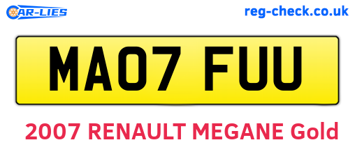 MA07FUU are the vehicle registration plates.