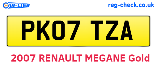 PK07TZA are the vehicle registration plates.
