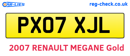 PX07XJL are the vehicle registration plates.