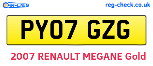 PY07GZG are the vehicle registration plates.