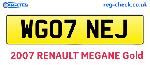 WG07NEJ are the vehicle registration plates.
