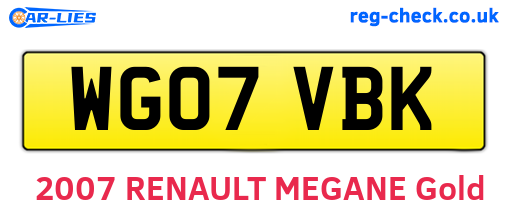 WG07VBK are the vehicle registration plates.