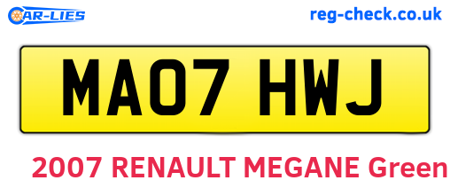 MA07HWJ are the vehicle registration plates.