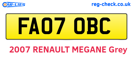 FA07OBC are the vehicle registration plates.