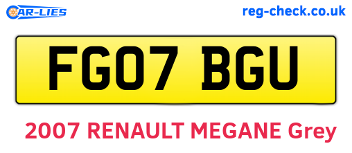 FG07BGU are the vehicle registration plates.