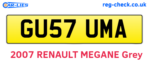 GU57UMA are the vehicle registration plates.