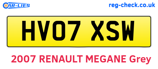 HV07XSW are the vehicle registration plates.