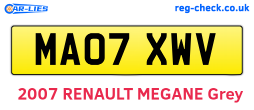 MA07XWV are the vehicle registration plates.