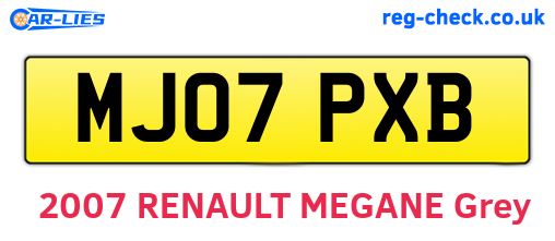 MJ07PXB are the vehicle registration plates.