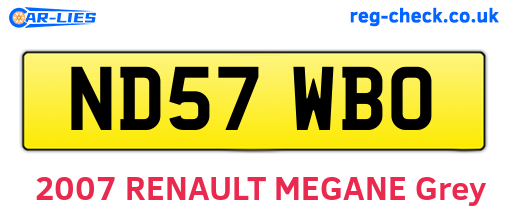 ND57WBO are the vehicle registration plates.