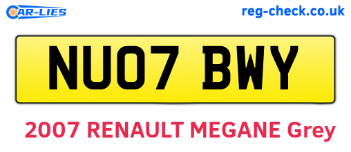 NU07BWY are the vehicle registration plates.
