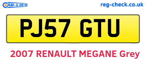 PJ57GTU are the vehicle registration plates.