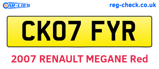 CK07FYR are the vehicle registration plates.