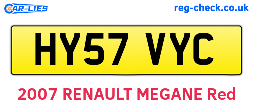 HY57VYC are the vehicle registration plates.
