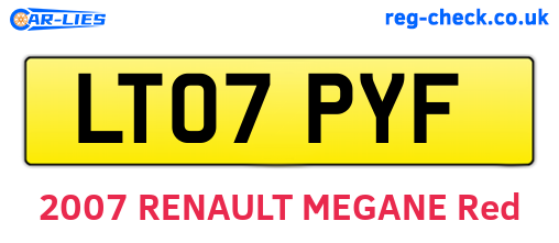 LT07PYF are the vehicle registration plates.